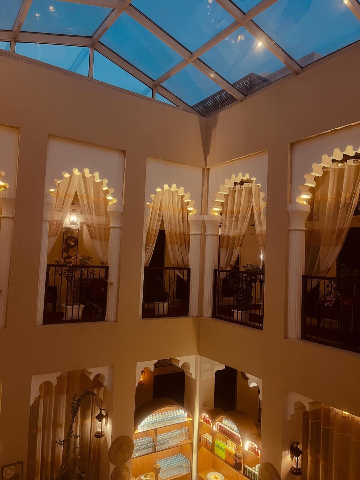 Hyba courtyard at night